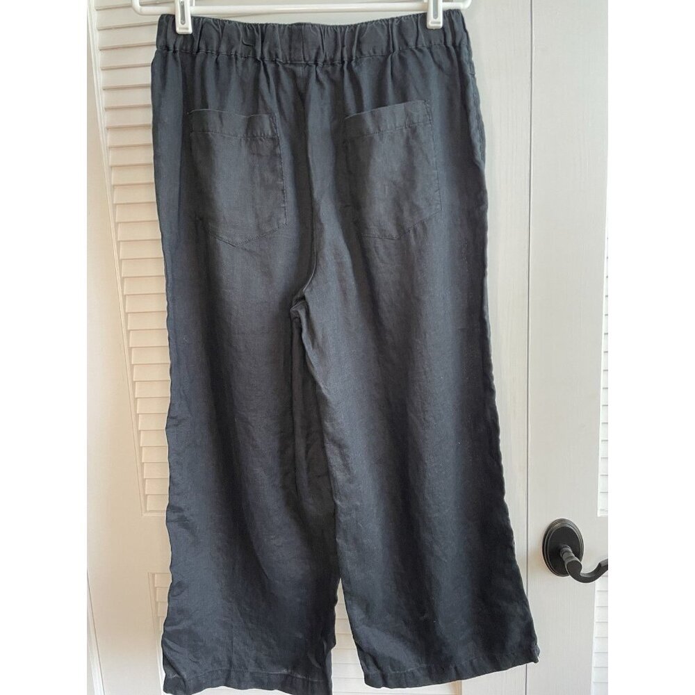 Cynthia Rowley 100% Linen Elastic Waist Loose Fit Wide Cropped Leg Women's L - Picture 5 of 8